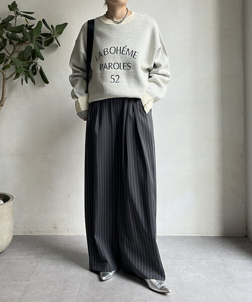 DouDou(ドゥドゥ)の「【WEB限定】 2WAY袖パールロゴニットトップス(ニット/セーター・レディース・ブラック/チャコールグレー/オフホワイト・FREE)」の6枚目の写真