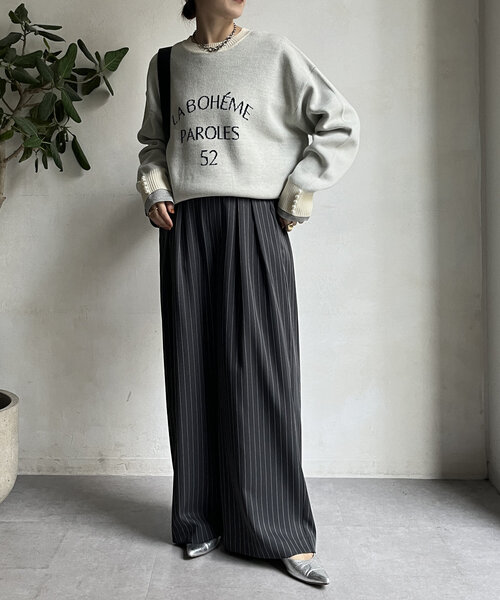 DouDou(ドゥドゥ)の「【WEB限定】 2WAY袖パールロゴニットトップス(ニット/セーター・レディース・ブラック/チャコールグレー/オフホワイト・FREE)」の7枚目の写真