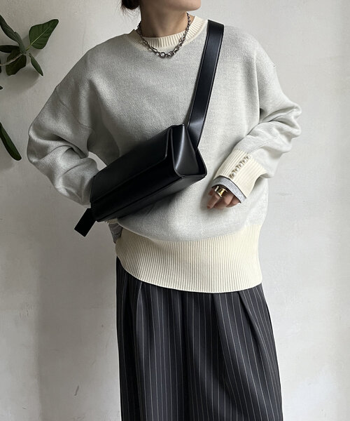 DouDou(ドゥドゥ)の「【WEB限定】 2WAY袖パールロゴニットトップス(ニット/セーター・レディース・ブラック/チャコールグレー/オフホワイト・FREE)」の13枚目の写真