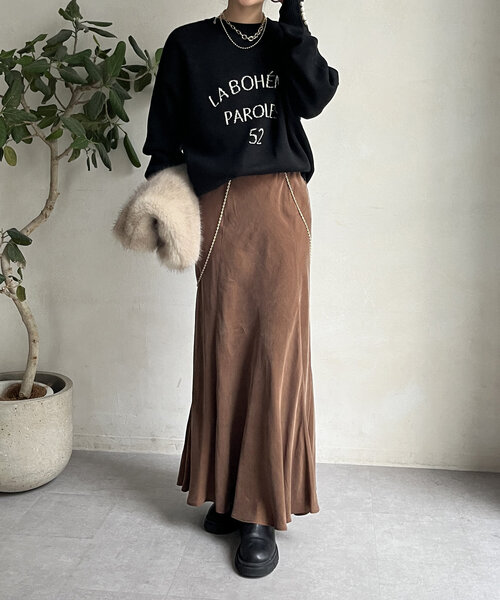 DouDou(ドゥドゥ)の「【WEB限定】 2WAY袖パールロゴニットトップス(ニット/セーター・レディース・ブラック/チャコールグレー/オフホワイト・FREE)」の16枚目の写真