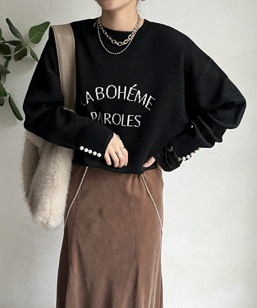 DouDou(ドゥドゥ)の「【WEB限定】 2WAY袖パールロゴニットトップス(ニット/セーター・レディース・ブラック/チャコールグレー/オフホワイト・FREE)」の20枚目の写真