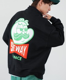 【SIDEWAY STANCE】オリジナルプリント スウェット ハーフジップトレーナー