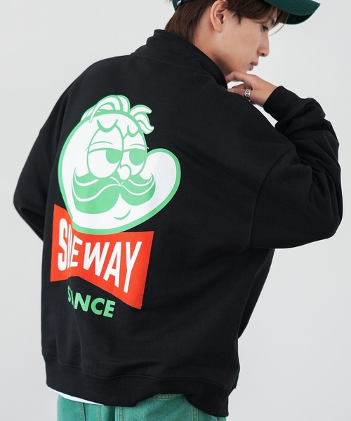 SIDEWAY STANCE(サイドウェイスタンス)の「【SIDEWAY STANCE】オリジナルプリント スウェット ハーフジップトレーナー(スウェット・メンズ・ブラック系/ブラック/ライトグレー系1/ブラック系1/ライトグレー系/ライトグレー/ネイビー/ネイビー系1/ネイビー系・MEDIUM/SMALL/X-LARGE/LARGE)」の4枚目の写真