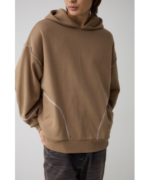 AZUL by moussy(アズールバイマウジー)の「ステッチデザインパーカー(パーカー・メンズ・オフホワイト/ダークグリーン/杢グレー/ベージュ/ブラック・FREE)」の5枚目の写真