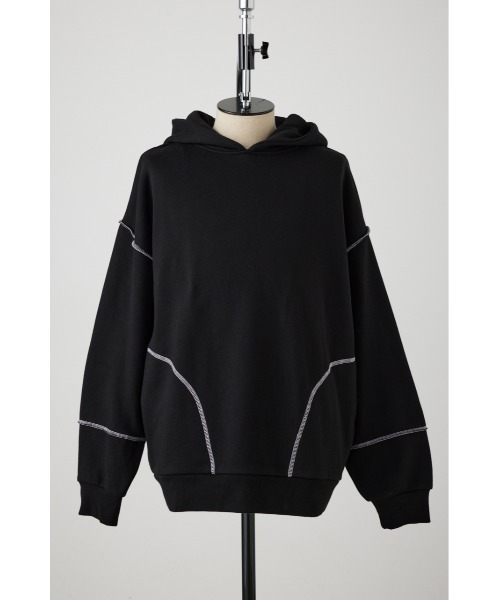 AZUL by moussy(アズールバイマウジー)の「ステッチデザインパーカー(パーカー・メンズ・オフホワイト/ダークグリーン/杢グレー/ベージュ/ブラック・FREE)」の3枚目の写真