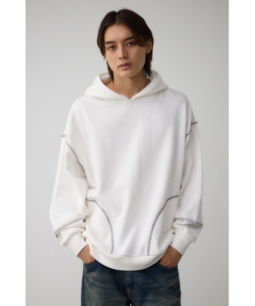 AZUL by moussy(アズールバイマウジー)の「ステッチデザインパーカー(パーカー・メンズ・オフホワイト/ダークグリーン/杢グレー/ベージュ/ブラック・FREE)」の7枚目の写真
