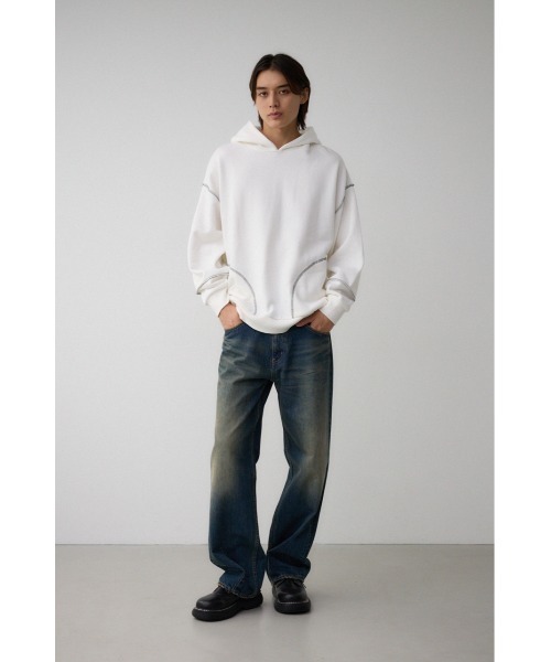 AZUL by moussy(アズールバイマウジー)の「ステッチデザインパーカー(パーカー・メンズ・オフホワイト/ダークグリーン/杢グレー/ベージュ/ブラック・FREE)」の8枚目の写真