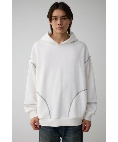 AZUL by moussy(アズールバイマウジー)の「ステッチデザインパーカー(パーカー・メンズ・オフホワイト/ダークグリーン/杢グレー/ベージュ/ブラック・FREE)」の9枚目の写真