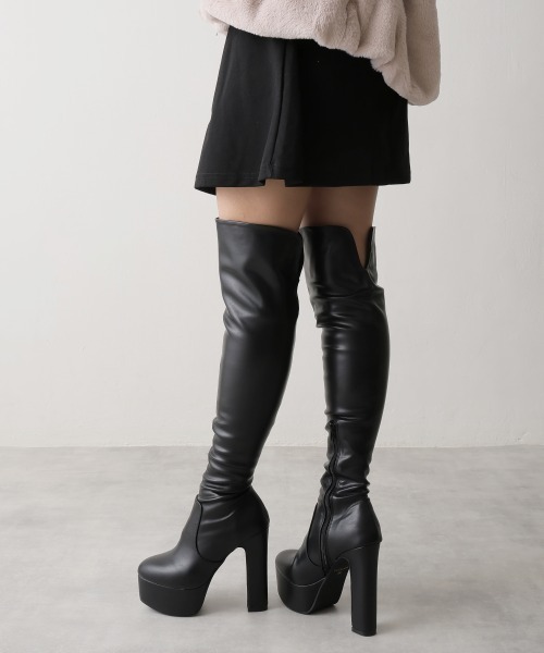 【セール】2WAY 13.5cm 厚底 ハイヒール ストレッチ ニーハイブーツ（ブーツ）｜DEMETER（デメテル）
