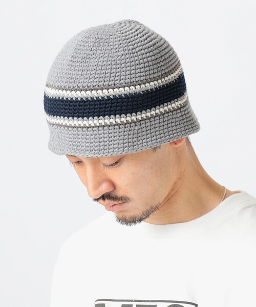 B:MING by BEAMS（ビーミングバイビームス）の「ライン ニット ハット（ハット・メンズ・グレー/オリーブ・ONE SIZE）」の3枚目の写真