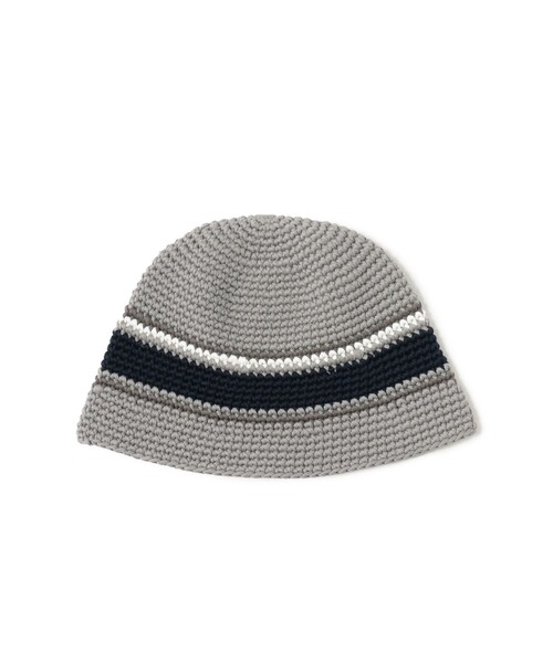 B:MING by BEAMS（ビーミングバイビームス）の「ライン ニット ハット（ハット・メンズ・グレー/オリーブ・ONE SIZE）」の4枚目の写真