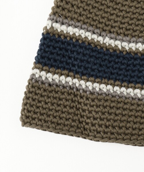 B:MING by BEAMS（ビーミングバイビームス）の「ライン ニット ハット（ハット・メンズ・グレー/オリーブ・ONE SIZE）」の7枚目の写真