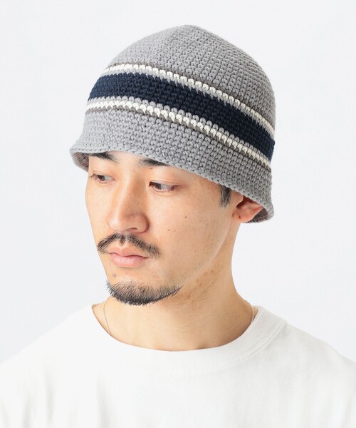 B:MING by BEAMS（ビーミングバイビームス）の「ライン ニット ハット（ハット・メンズ・グレー/オリーブ・ONE SIZE）」の8枚目の写真