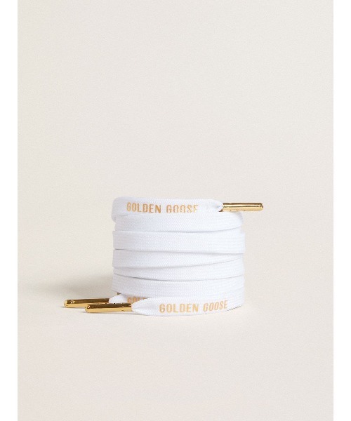 シューレース コットン（ホワイト） コントラストロゴ（ゴールド）（シューズ小物/雑貨）｜GOLDEN GOOSE（ゴールデングース）