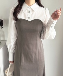 バックリボンビジューシャツドッキングワンピース【ZOZOTOWN限定アイテム】