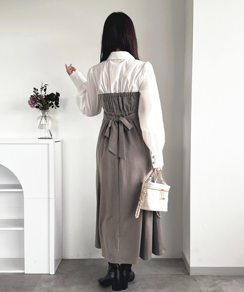 apres jour(アプレジュール)の「バックリボンビジューシャツドッキングワンピース【ZOZOTOWN限定アイテム】(ワンピース・レディース・ブラック/グレー/ライトブラウン・フリー/X-LARGE)」の16枚目の写真