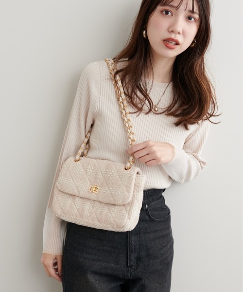natural couture（ナチュラルクチュール）の「キルティングチェーンＢＡＧ（ショルダーバッグ・レディース・ピンク/アイボリー/ブラック・FREE）」の15枚目の写真