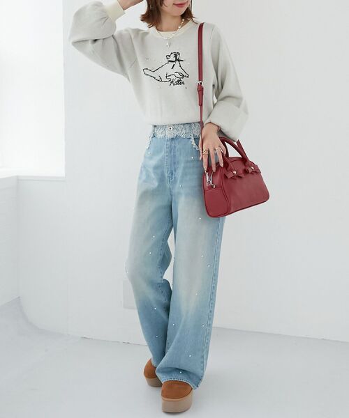 MAJESTIC LEGON（マジェスティックレゴン）の「ハートリボンミニボストン（ボストンバッグ・レディース・アイボリー/ブラック/ボルドー・FREE）」の8枚目の写真