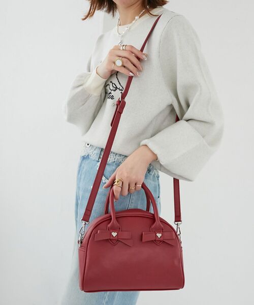 MAJESTIC LEGON（マジェスティックレゴン）の「ハートリボンミニボストン（ボストンバッグ・レディース・アイボリー/ブラック/ボルドー・FREE）」の9枚目の写真