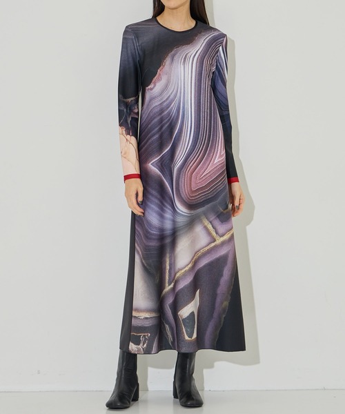 MUKASA（ムカサ）の「【MUKASA/ムカサ】RARE STONE PRINT DRESS/プリントワンピース（ドレス・レディース・グレー・FREE）」の12枚目の写真