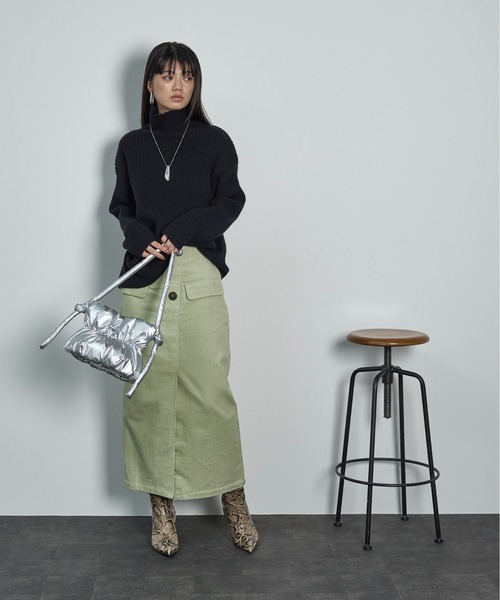 セール】ルーズフィットリブタートルハイネックニット（ニット