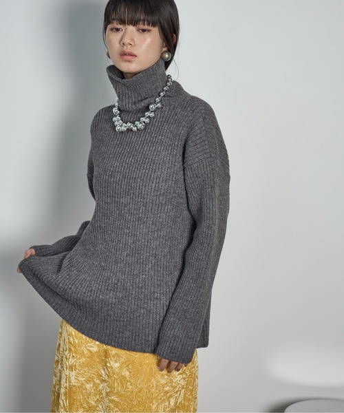 セール】ルーズフィットリブタートルハイネックニット（ニット