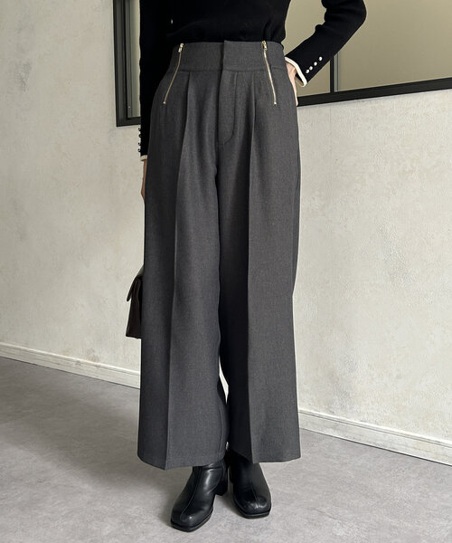 Thevon（ゼボン）の「GOLDジップタックパンツ（スラックス・レディース・チャコールグレー/ブラック/ブラウン・S/M）」の20枚目の写真