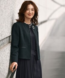 23区 L｜ニジュウサンクオオキイサイズのノーカラージャケット（ブルー