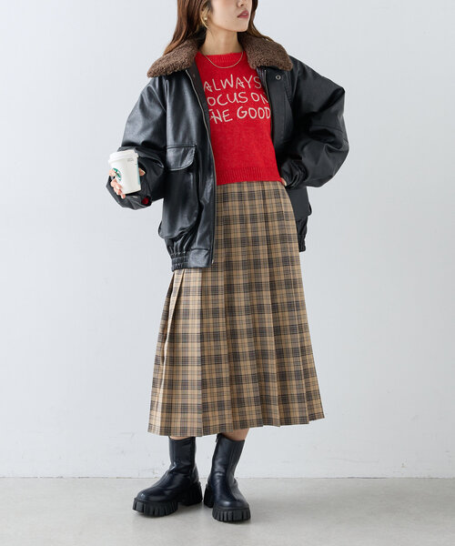 w closet（ダブルクローゼット）の「プリーツミディスカート（スカート・レディース・チャコールグレー/ブラウン/ベージュ・FREE）」の3枚目の写真