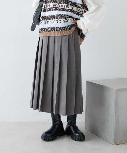 w closet（ダブルクローゼット）の「プリーツミディスカート（スカート・レディース・チャコールグレー/ブラウン/ベージュ・FREE）」の4枚目の写真