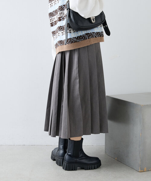 w closet（ダブルクローゼット）の「プリーツミディスカート（スカート・レディース・チャコールグレー/ブラウン/ベージュ・FREE）」の6枚目の写真