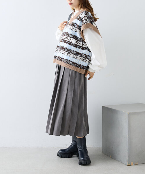 w closet（ダブルクローゼット）の「プリーツミディスカート（スカート・レディース・チャコールグレー/ブラウン/ベージュ・FREE）」の10枚目の写真