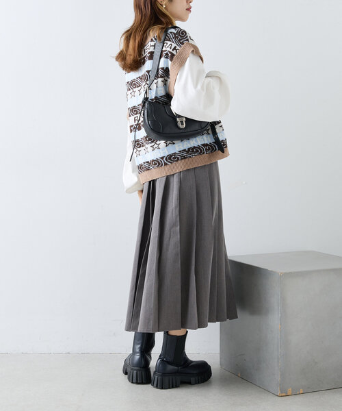 w closet（ダブルクローゼット）の「プリーツミディスカート（スカート・レディース・チャコールグレー/ブラウン/ベージュ・FREE）」の12枚目の写真
