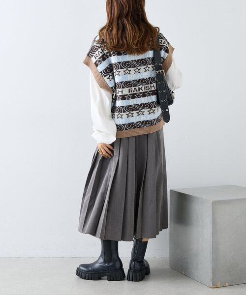 w closet（ダブルクローゼット）の「プリーツミディスカート（スカート・レディース・チャコールグレー/ブラウン/ベージュ・FREE）」の13枚目の写真