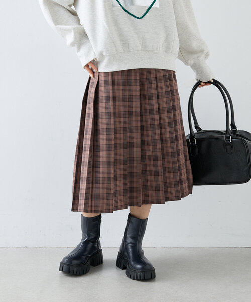 w closet（ダブルクローゼット）の「プリーツミディスカート（スカート・レディース・チャコールグレー/ブラウン/ベージュ・FREE）」の17枚目の写真