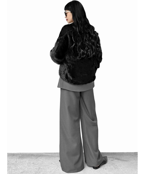 【LVEU.】モヘアVネックシャギーニット(Ai select) / トップス シャギー モヘア セーター ニット Vネック 起毛 ふわふわ 暖かい オーバー ブラック ホワイト（ニット/セーター）｜LVEU.（ラブユ.）