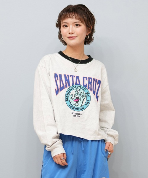 SANTA CRUZ(サンタクルーズ)の「【限定販売】SANTACRUZ/サンタクルーズ クロップド丈ロンT 502251433(Tシャツ/カットソー・レディース・ホワイト/ライトブラック/グレー・L/M)」の3枚目の写真