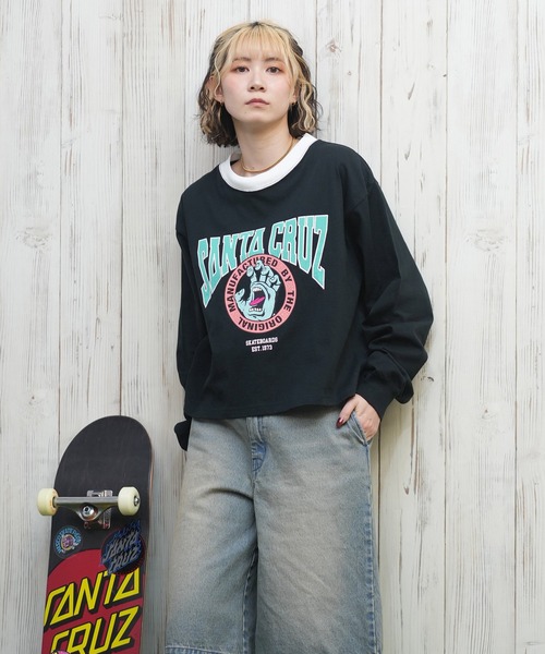 SANTA CRUZ(サンタクルーズ)の「【限定販売】SANTACRUZ/サンタクルーズ クロップド丈ロンT 502251433(Tシャツ/カットソー・レディース・ホワイト/ライトブラック/グレー・L/M)」の2枚目の写真