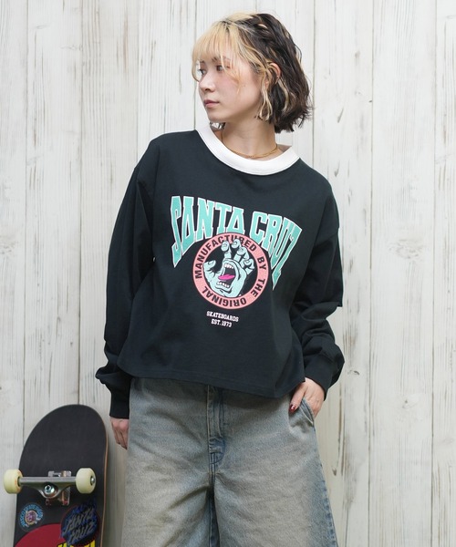 SANTA CRUZ(サンタクルーズ)の「【限定販売】SANTACRUZ/サンタクルーズ クロップド丈ロンT 502251433(Tシャツ/カットソー・レディース・ホワイト/ライトブラック/グレー・L/M)」の11枚目の写真