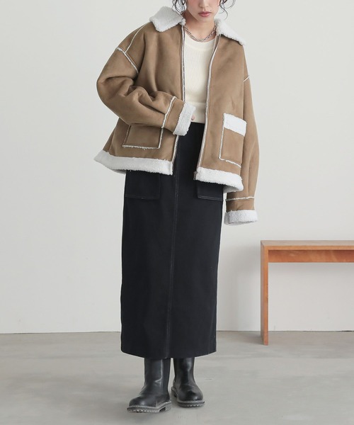 sono グレージュ リバーシブルフェイクムートンショートコート URBAN RESEARCH Sonny Label（アーバンリサーチサニーレーベル）の