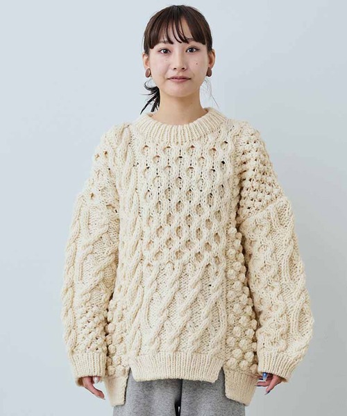 MEDE19F ペルーで手編みされたパッチワーク風アラン