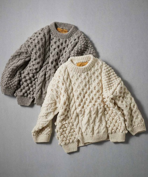 MEDE19F(メデジュウキュウ)の「MEDE19F ペルーで手編みされたパッチワーク風アランニット(ニット/セーター・レディース・ダークブラウン/オフホワイト・ONE SIZE)」の21枚目の写真