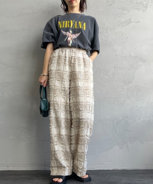 nenom（ネノム）の「[nenom/ネノム] セットアップ可能 ブロックフェザー ワイドイージージャガードパンツ（その他パンツ・レディース・ブラック/チャコール/ベージュ・F）」の6枚目の写真