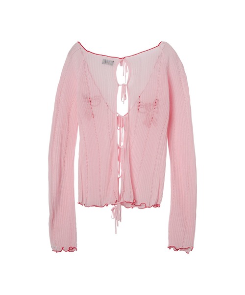 PAMEO POSE(パメオポーズ)の「PP Ribon Net Cardigan(カーディガン/ボレロ・レディース・ブルー/ピンク/ブラック・FREE)」の4枚目の写真