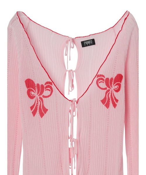 PAMEO POSE(パメオポーズ)の「PP Ribon Net Cardigan(カーディガン/ボレロ・レディース・ブルー/ピンク/ブラック・FREE)」の5枚目の写真