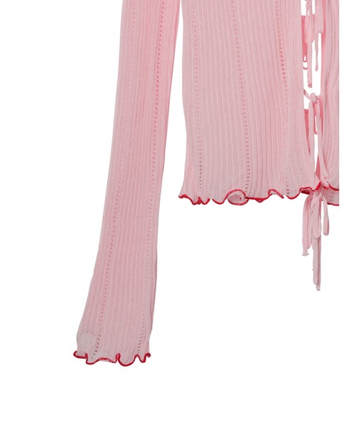 PAMEO POSE(パメオポーズ)の「PP Ribon Net Cardigan(カーディガン/ボレロ・レディース・ブルー/ピンク/ブラック・FREE)」の6枚目の写真