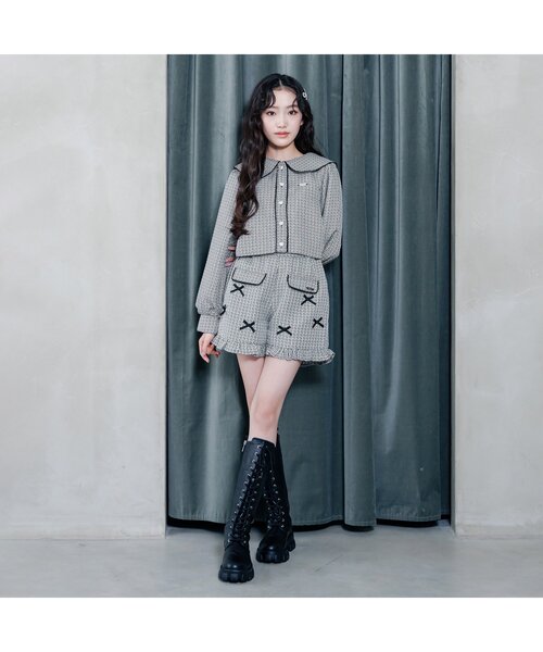 algy（アルジー）の「【セットアップ】ツイードジャケット（セットアップ・キッズ・ブラック/ピンク・XX-SMALL/X-SMALL/MEDIUM/SMALL）」の3枚目の写真