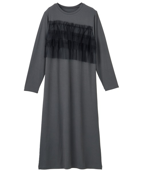 GeeRA(ジーラ)の「チュールドッキングリブワンピース(ワンピース・レディース・ブラック/チャコール・LARGE/MEDIUM)」の9枚目の写真