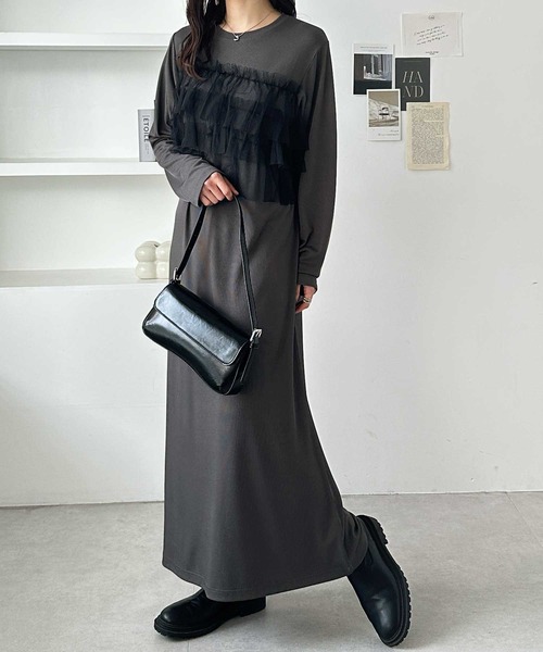 GeeRA(ジーラ)の「チュールドッキングリブワンピース(ワンピース・レディース・ブラック/チャコール・LARGE/MEDIUM)」の15枚目の写真
