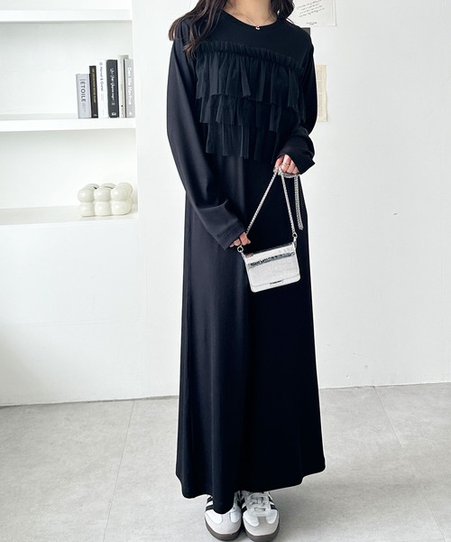 GeeRA(ジーラ)の「チュールドッキングリブワンピース(ワンピース・レディース・ブラック/チャコール・LARGE/MEDIUM)」の13枚目の写真